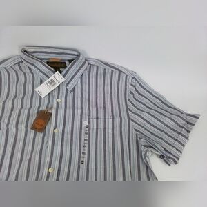 Nwt Timberland Mens Size XXL Blue Stripe Short-Sleeve Button Front Shirt